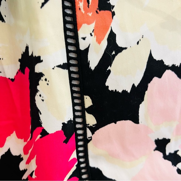 Review Women Dress Size 14 Multicoloured Floral With Black Waist Belt V Back - Picture 3 of 9